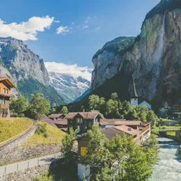 Swiss Alps mountains and chalets